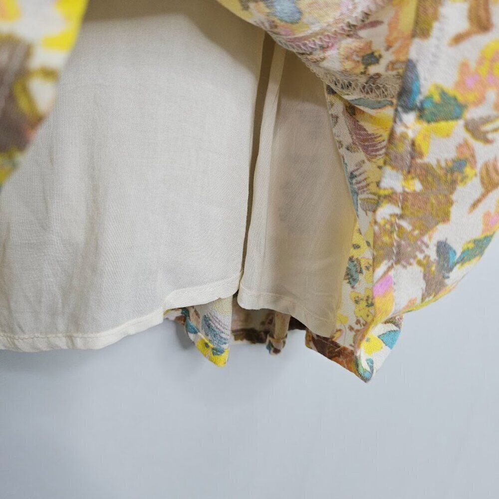 NWT FREE PEOPLE Forget Me Not Mini Dress size 0 XS LILY YELLOW BLUE PINK FLORAL - Picture 9 of 11